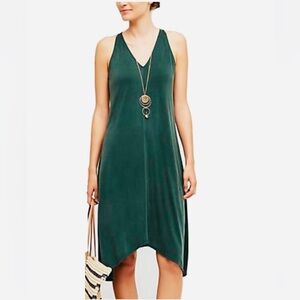 NWT Willa Dress by Dolan green small S Anthro midi handkerchief hem v-neck soft